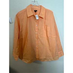 Talbots Cotton Poplin Button up Oxford Shirt in Peach 2X NWT